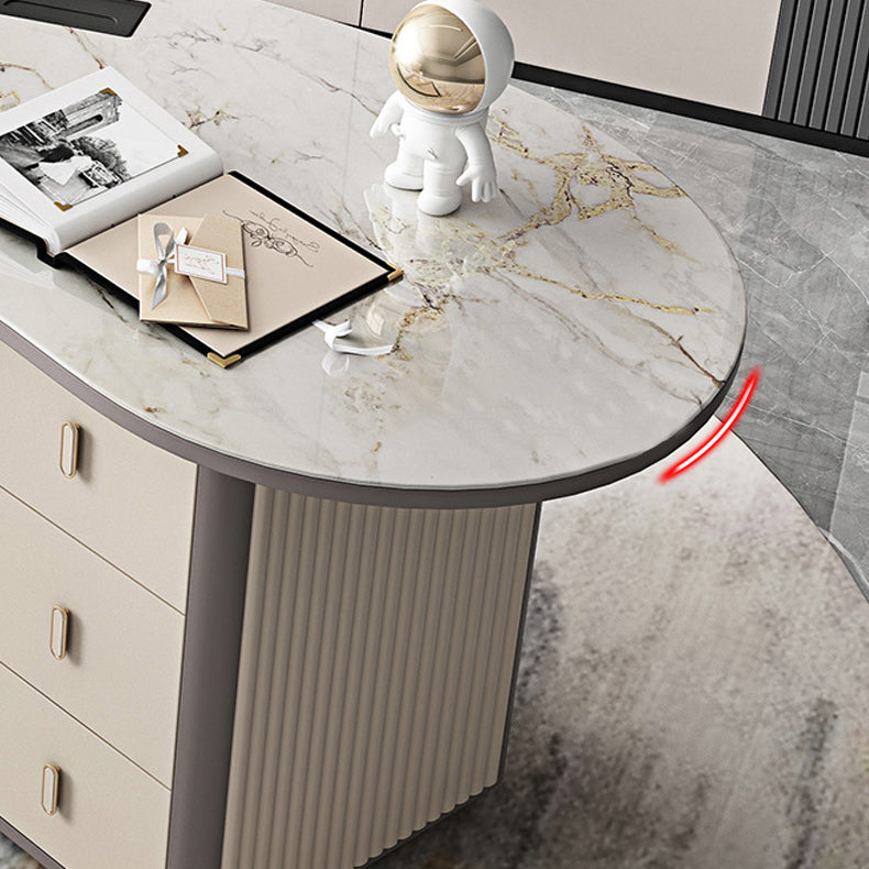 Glam Executive Desk Pedestal 3-drawer Cable Management Office Desk Clearhalo 'furn' 'furn_office_desk' 'Furniture' 'Office Desks' 'Office Furniture' 'office_desk' 6276937