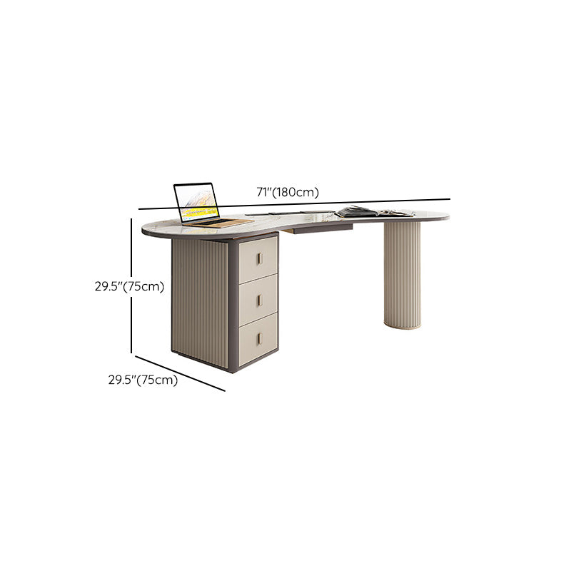 Glam Executive Desk Pedestal 3-drawer Cable Management Office Desk Clearhalo 'furn' 'furn_office_desk' 'Furniture' 'Office Desks' 'Office Furniture' 'office_desk' 6276941