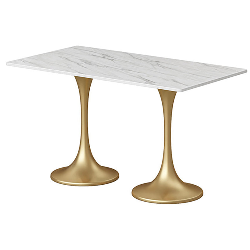 Golden Base Dining Table Medieval Modern Style Stone Table for Indoor