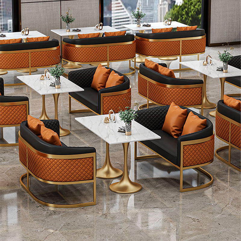Golden Base Dining Table Medieval Modern Style Stone Table for Indoor