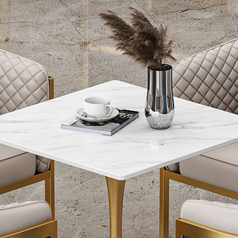 Golden Base Dining Table Medieval Modern Style Stone Table for Indoor
