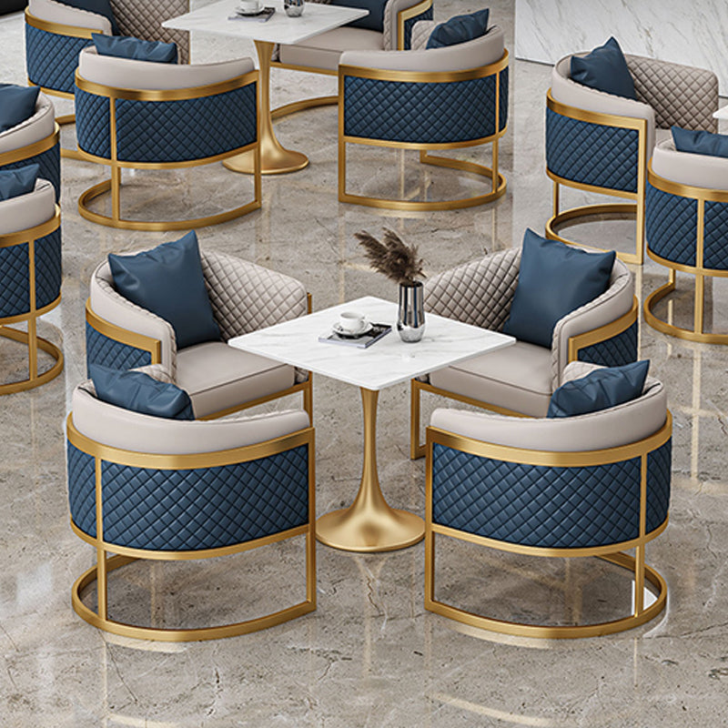 Golden Base Dining Table Medieval Modern Style Stone Table for Indoor