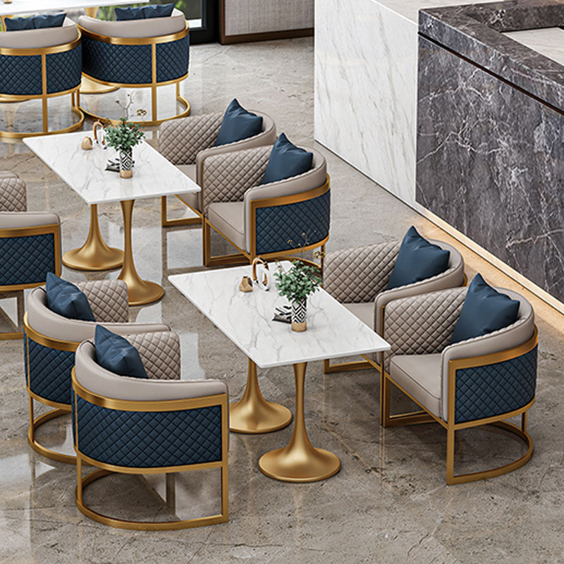 Golden Base Dining Table Medieval Modern Style Stone Table for Indoor