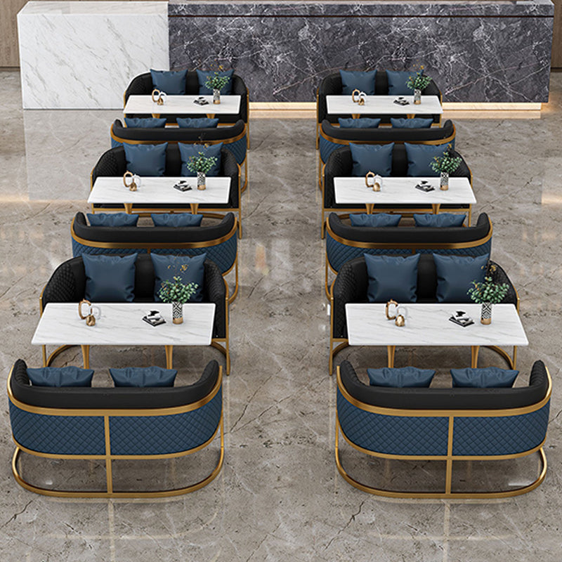 Golden Base Dining Table Medieval Modern Style Stone Table for Indoor