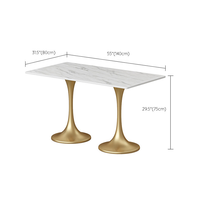 Golden Base Dining Table Medieval Modern Style Stone Table for Indoor
