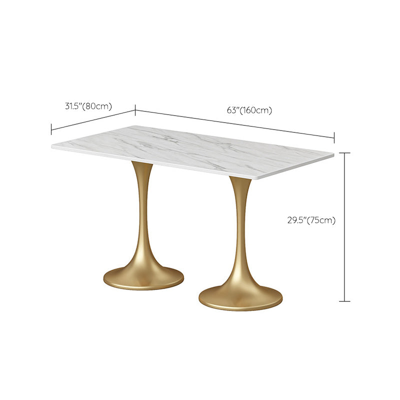 Golden Base Dining Table Medieval Modern Style Stone Table for Indoor