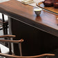Glam Wooden Dining Rectangle Table with Wooden Legs for Kitchen