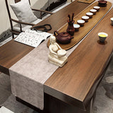 Glam Wooden Dining Rectangle Table with Wooden Legs for Kitchen