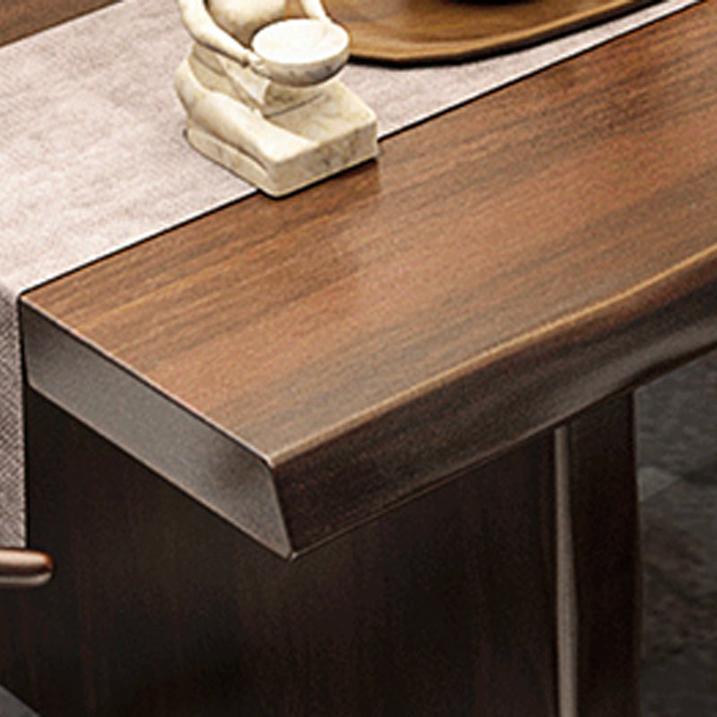 Glam Wooden Dining Rectangle Table with Wooden Legs for Kitchen
