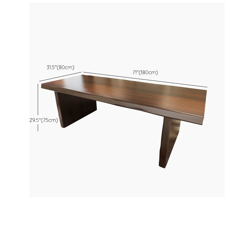 Glam Wooden Dining Rectangle Table with Wooden Legs for Kitchen