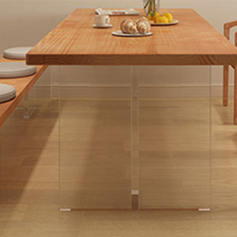 Rectangle Acrylic Base Dining Table Medieval Modern Style Wood Table for Kitchen Clearhalo 'Dining Tables & Seating' 'Dining Tables' 'dining_table' 'furn' 'furn_dining_table' 'Furniture' 'Kitchen & Dining Furniture' 6277004