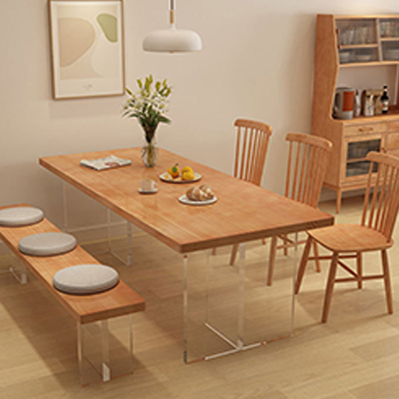 Rectangle Acrylic Base Dining Table Medieval Modern Style Wood Table for Kitchen Clearhalo 'Dining Tables & Seating' 'Dining Tables' 'dining_table' 'furn' 'furn_dining_table' 'Furniture' 'Kitchen & Dining Furniture' 6277006