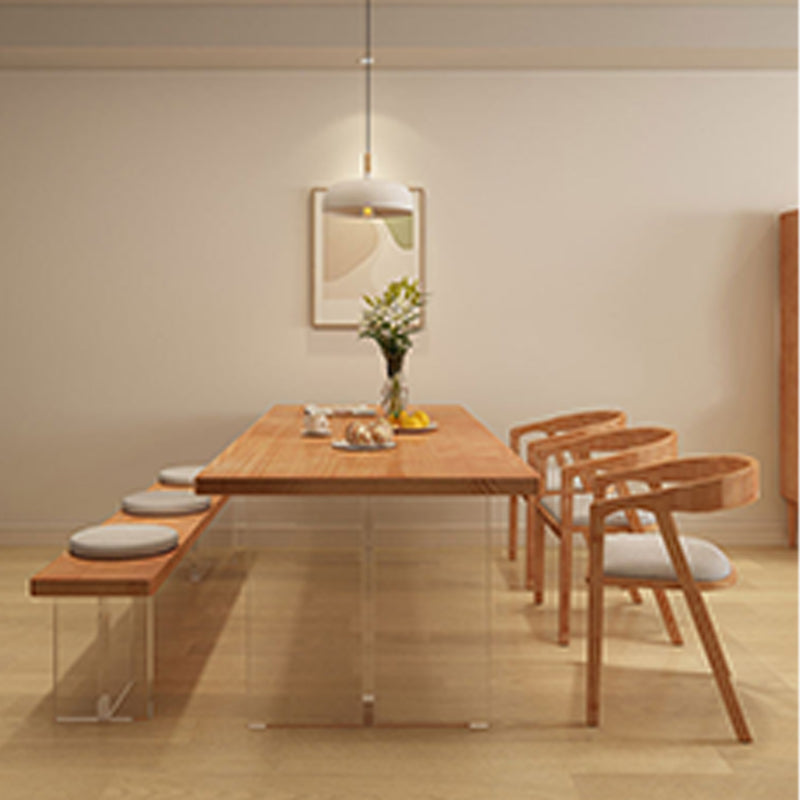 Rectangle Acrylic Base Dining Table Medieval Modern Style Wood Table for Kitchen Clearhalo 'Dining Tables & Seating' 'Dining Tables' 'dining_table' 'furn' 'furn_dining_table' 'Furniture' 'Kitchen & Dining Furniture' 6277007