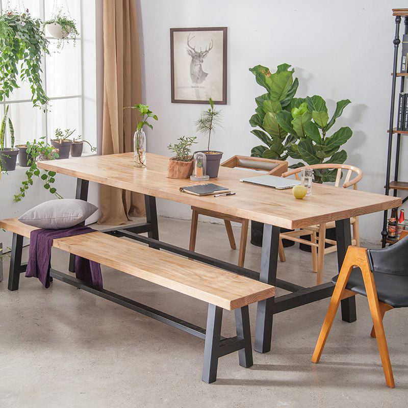 Rectangle Trestle Dining Table Modern Wood Table for Milk Tea Shop 55.1"L x 27.6"W x 29.5"H Without Chairs Clearhalo 'Dining Tables & Seating' 'Dining Tables' 'dining_table' 'furn' 'furn_dining_table' 'Furniture' 'Kitchen & Dining Furniture' 6277131