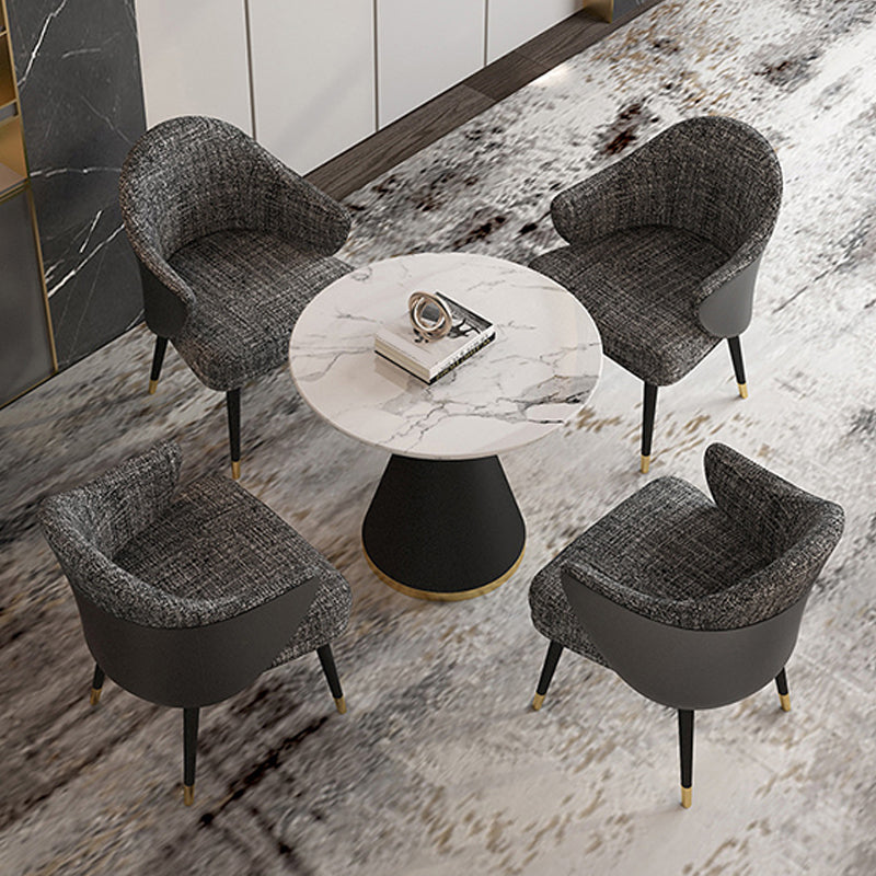 Metal Base Table Glam Style Sintered Stone Dining Table for Home Use Clearhalo 'Dining Tables & Seating' 'Dining Tables' 'dining_table' 'furn' 'furn_dining_table' 'Furniture' 'Kitchen & Dining Furniture' 6277158