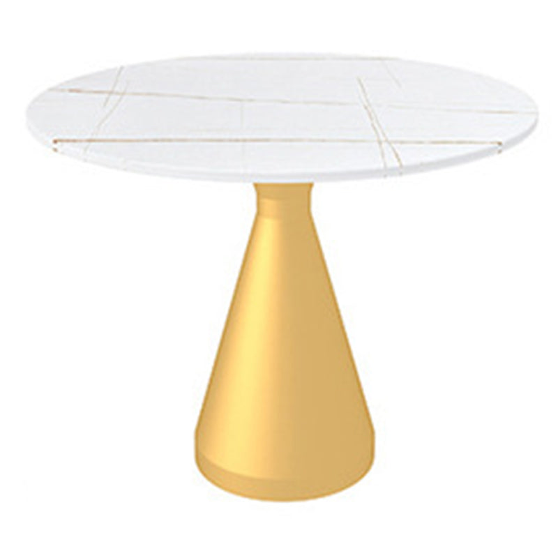 Glam Sintered Stone Dining Table Metal Dinette Table for Home Use 23.6"L x 23.6"W x 29.5"H Without Chairs Clearhalo 'Dining Tables & Seating' 'Dining Tables' 'dining_table' 'furn' 'furn_dining_table' 'Furniture' 'Kitchen & Dining Furniture' 6277184