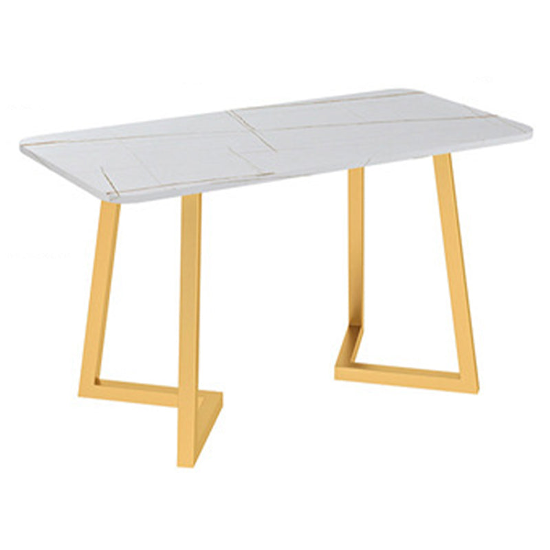 Glam Sintered Stone Dining Table Metal Dinette Table for Home Use 47.2"L x 23.6"W x 29.5"H Without Chairs Clearhalo 'Dining Tables & Seating' 'Dining Tables' 'dining_table' 'furn' 'furn_dining_table' 'Furniture' 'Kitchen & Dining Furniture' 6277188