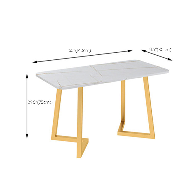 Glam Sintered Stone Dining Table Metal Dinette Table for Home Use Clearhalo 'Dining Tables & Seating' 'Dining Tables' 'dining_table' 'furn' 'furn_dining_table' 'Furniture' 'Kitchen & Dining Furniture' 6277193