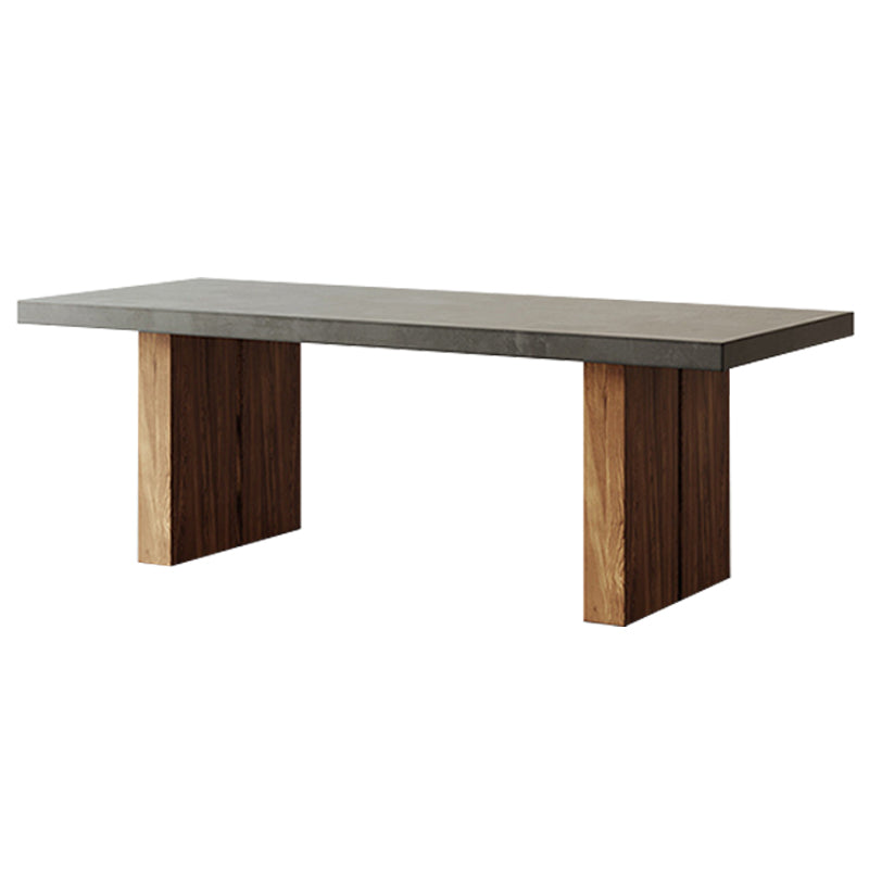 Rectangle Double Pedestal Dining Table Modern Wood Base Table for Kitchen Clearhalo 'Dining Tables & Seating' 'Dining Tables' 'dining_table' 'furn' 'furn_dining_table' 'Furniture' 'Kitchen & Dining Furniture' 6277199