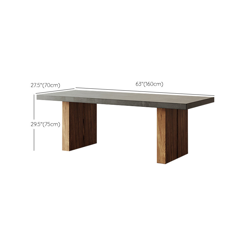 Rectangle Double Pedestal Dining Table Modern Wood Base Table for Kitchen Clearhalo 'Dining Tables & Seating' 'Dining Tables' 'dining_table' 'furn' 'furn_dining_table' 'Furniture' 'Kitchen & Dining Furniture' 6277204