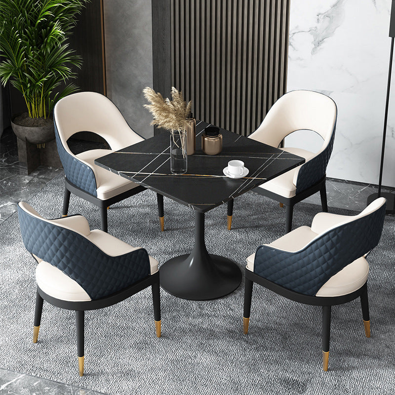 Moderne eettafel van gesinterd steen, ronde eettafel voor de keuken