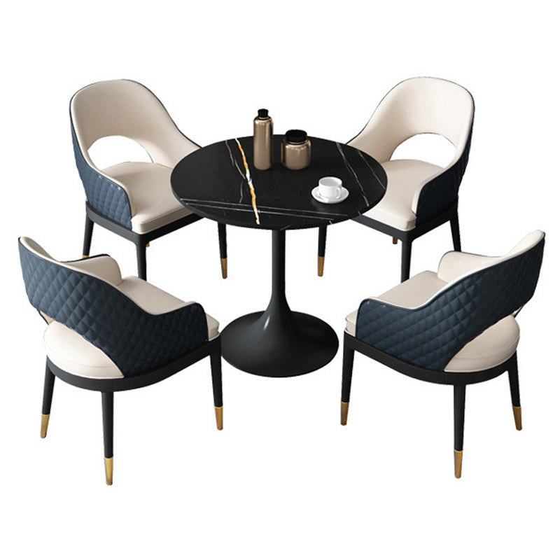 Moderne eettafel van gesinterd steen, ronde eettafel voor de keuken