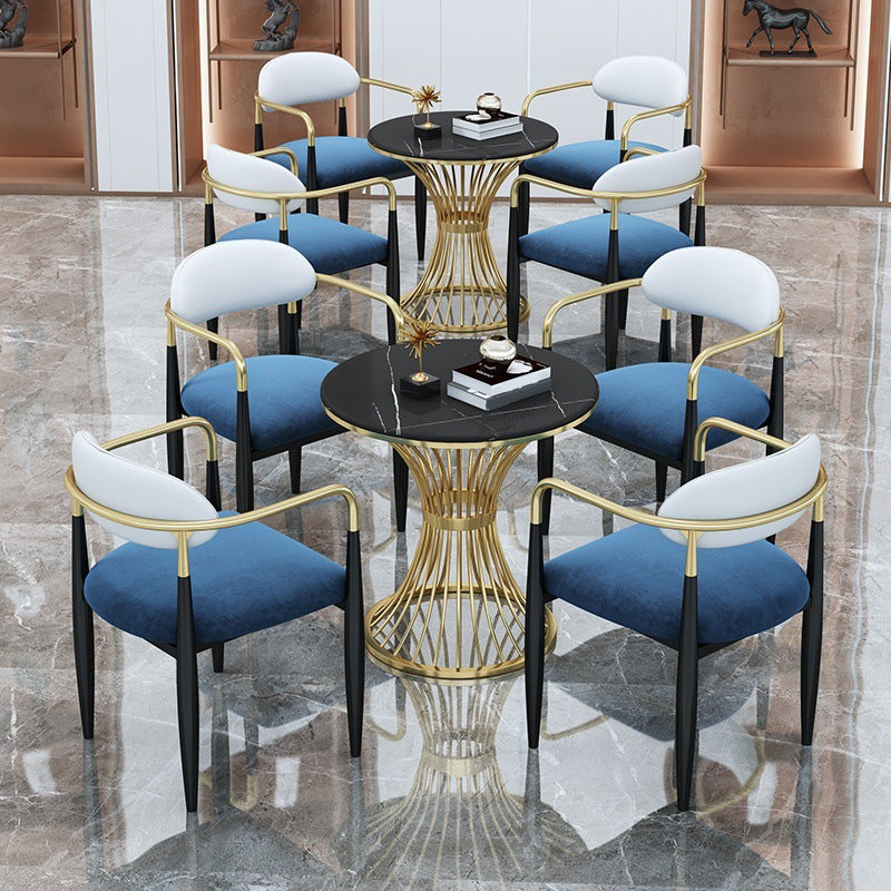 Glam Faux Marble Dining Table Metal Dining Table for Home Use Clearhalo 'Dining Tables & Seating' 'Dining Tables' 'dining_table' 'furn' 'furn_dining_table' 'Furniture' 'Kitchen & Dining Furniture' 6277221