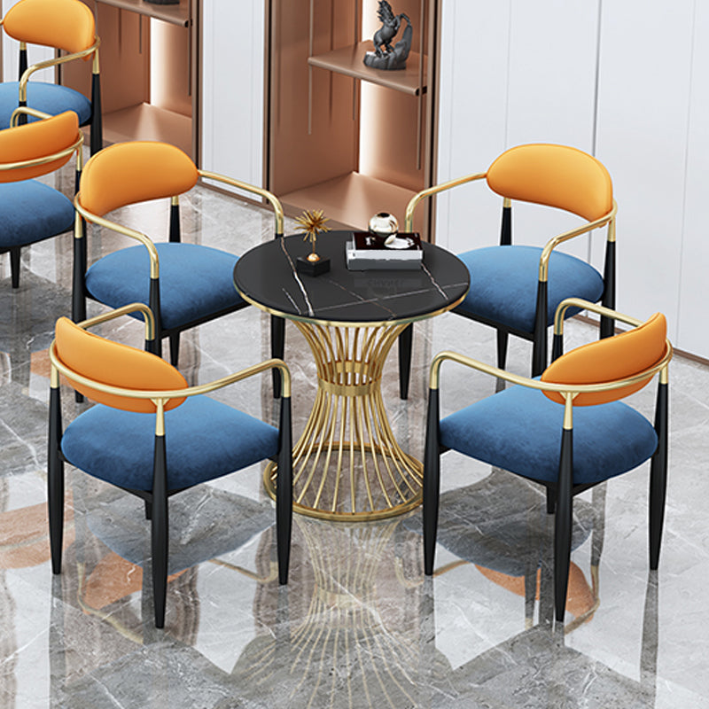 Glam Faux Marble Dining Table Metal Dining Table for Home Use 27.6"L x 27.6"W x 29.5"H Without Chairs Clearhalo 'Dining Tables & Seating' 'Dining Tables' 'dining_table' 'furn' 'furn_dining_table' 'Furniture' 'Kitchen & Dining Furniture' 6277222