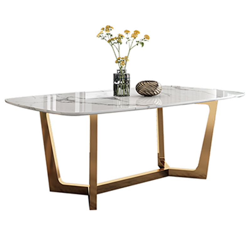 Glam Dining Faux Marble Table Rectangle Table with Metal Legs for Kitchen Clearhalo 'Dining Tables & Seating' 'Dining Tables' 'dining_table' 'furn' 'furn_dining_table' 'Furniture' 'Kitchen & Dining Furniture' 6277260