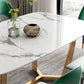Glam Dining Faux Marble Table Rectangle Table with Metal Legs for Kitchen Clearhalo 'Dining Tables & Seating' 'Dining Tables' 'dining_table' 'furn' 'furn_dining_table' 'Furniture' 'Kitchen & Dining Furniture' 6277261