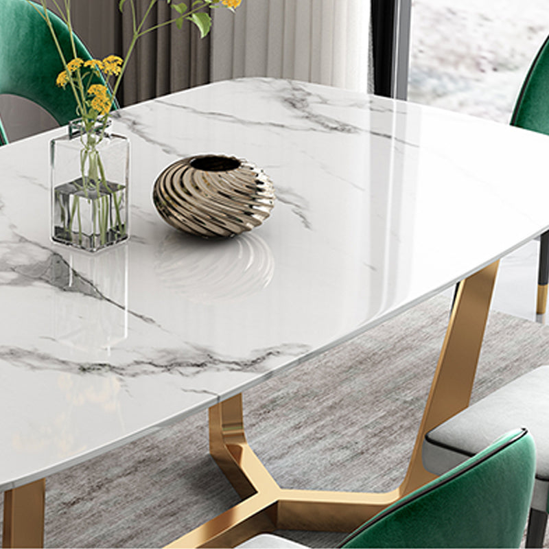 Glam Dining Faux Marble Table Rectangle Table with Metal Legs for Kitchen Clearhalo 'Dining Tables & Seating' 'Dining Tables' 'dining_table' 'furn' 'furn_dining_table' 'Furniture' 'Kitchen & Dining Furniture' 6277261