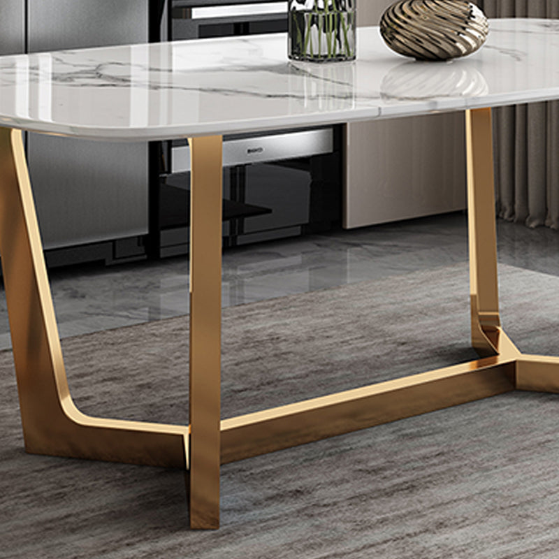 Glam Dining Faux Marble Table Rectangle Table with Metal Legs for Kitchen Clearhalo 'Dining Tables & Seating' 'Dining Tables' 'dining_table' 'furn' 'furn_dining_table' 'Furniture' 'Kitchen & Dining Furniture' 6277262