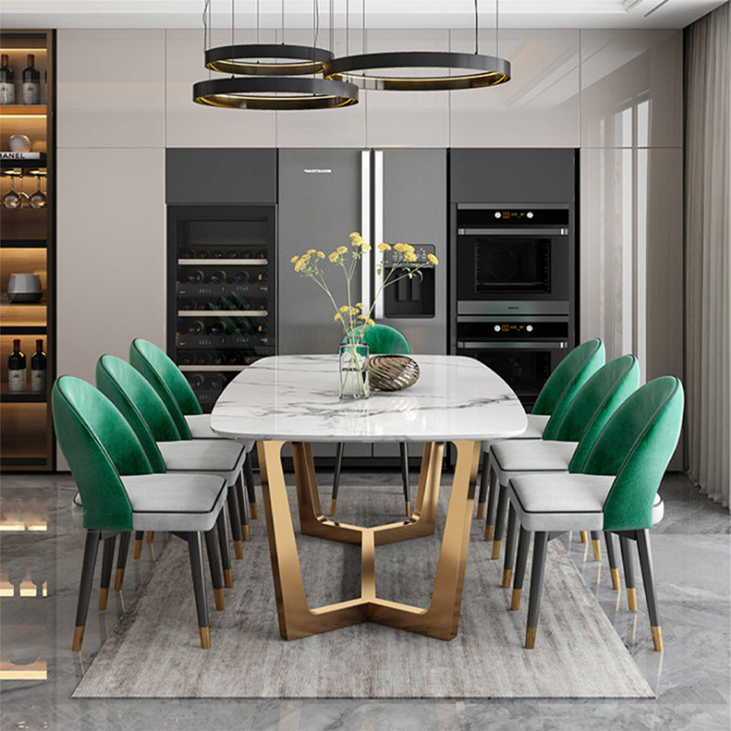 Glam Dining Faux Marble Table Rectangle Table with Metal Legs for Kitchen Clearhalo 'Dining Tables & Seating' 'Dining Tables' 'dining_table' 'furn' 'furn_dining_table' 'Furniture' 'Kitchen & Dining Furniture' 6277265