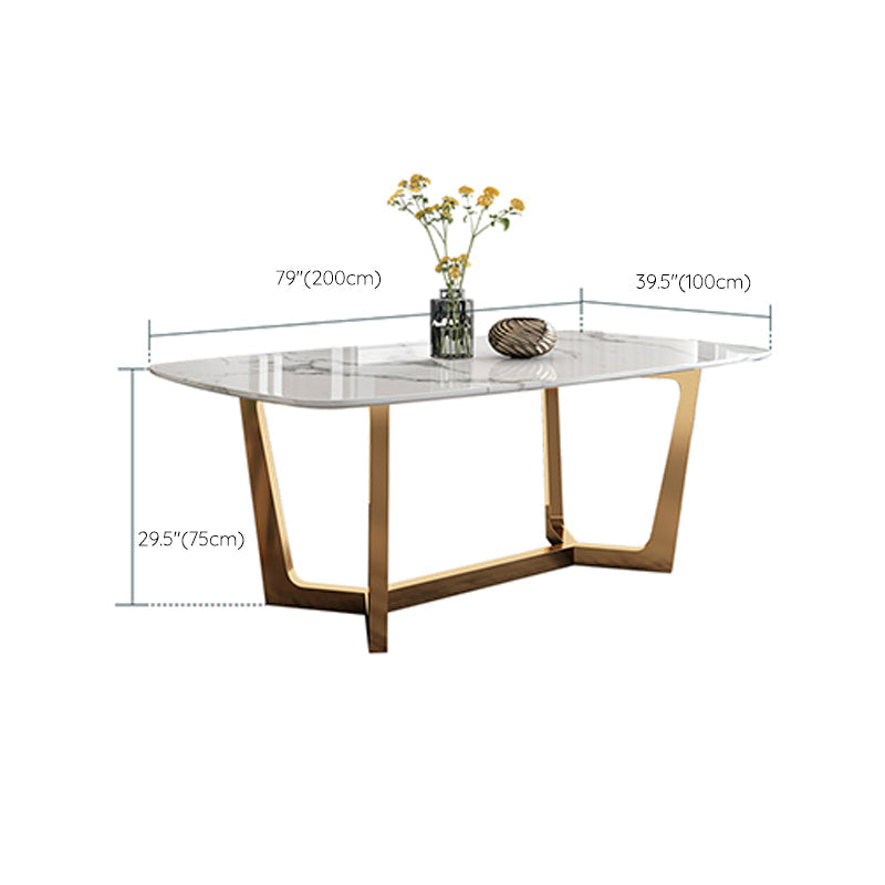 Glam Dining Faux Marble Table Rectangle Table with Metal Legs for Kitchen Clearhalo 'Dining Tables & Seating' 'Dining Tables' 'dining_table' 'furn' 'furn_dining_table' 'Furniture' 'Kitchen & Dining Furniture' 6277269