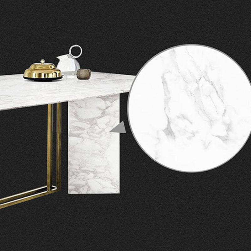 Glam Style Faux Marble Table Dining Rectangle Table with Metal Legs for Kitchen Clearhalo 'Dining Tables & Seating' 'Dining Tables' 'dining_table' 'furn' 'furn_dining_table' 'Furniture' 'Kitchen & Dining Furniture' 6277278