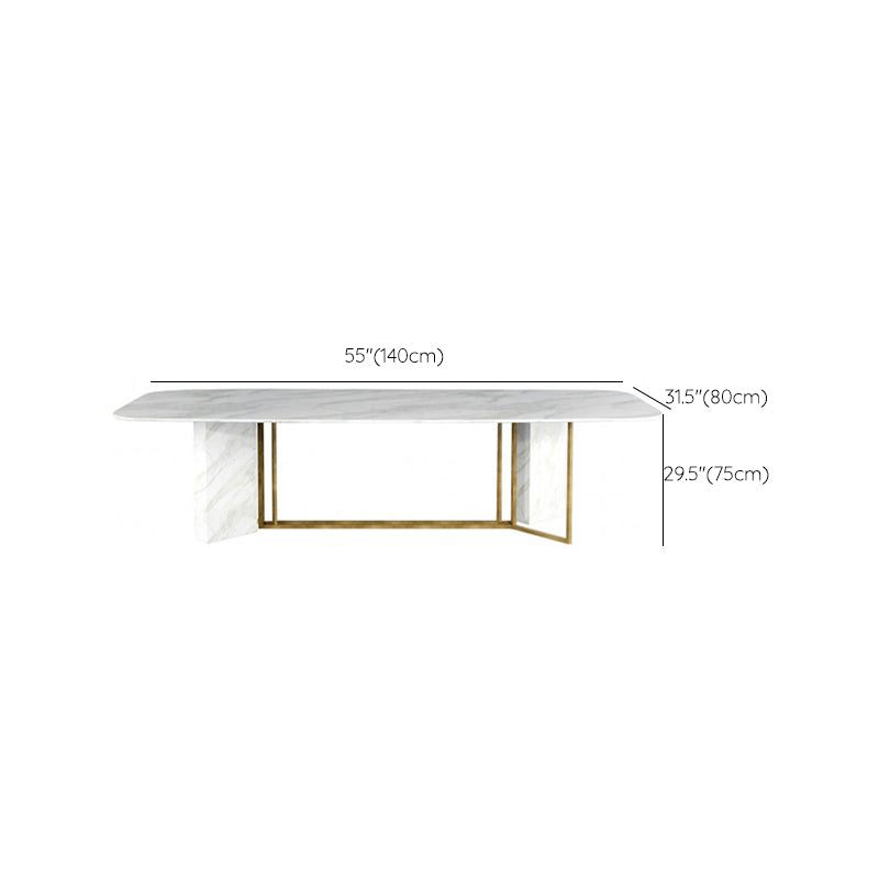 Glam Style Faux Marble Table Dining Rectangle Table with Metal Legs for Kitchen Clearhalo 'Dining Tables & Seating' 'Dining Tables' 'dining_table' 'furn' 'furn_dining_table' 'Furniture' 'Kitchen & Dining Furniture' 6277282