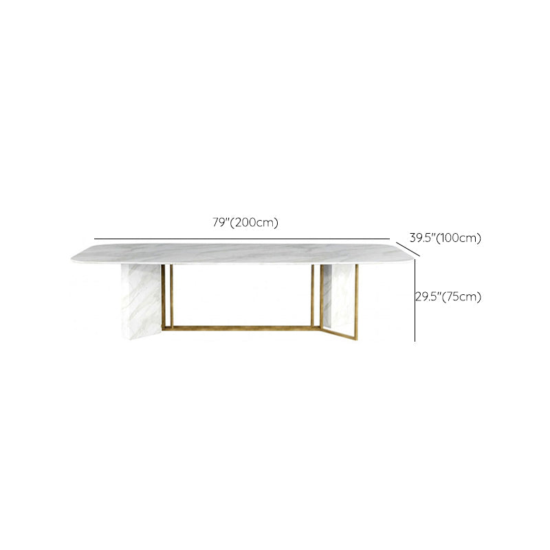Glam Style Faux Marble Table Dining Rectangle Table with Metal Legs for Kitchen Clearhalo 'Dining Tables & Seating' 'Dining Tables' 'dining_table' 'furn' 'furn_dining_table' 'Furniture' 'Kitchen & Dining Furniture' 6277285