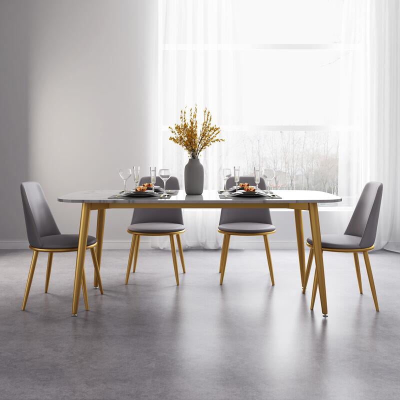 Glam Style Faux Marble Table Dining Rectangle Table with Metal Legs for Home Use 70.9"L x 35.4"W x 29.5"H Without Chairs Clearhalo 'Dining Tables & Seating' 'Dining Tables' 'dining_table' 'furn' 'furn_dining_table' 'Furniture' 'Kitchen & Dining Furniture' 6277303