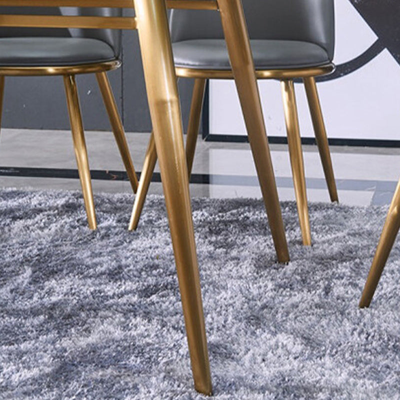 Glam Style Faux Marble Table Dining Rectangle Table with Metal Legs for Home Use Clearhalo 'Dining Tables & Seating' 'Dining Tables' 'dining_table' 'furn' 'furn_dining_table' 'Furniture' 'Kitchen & Dining Furniture' 6277306