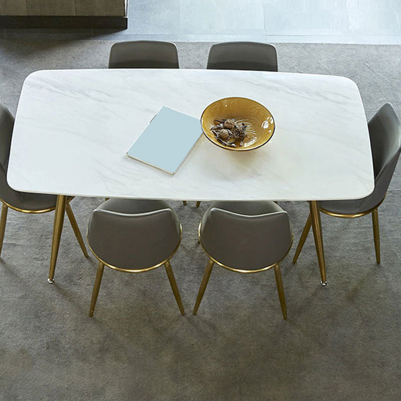 Glam Style Faux Marble Table Dining Rectangle Table with Metal Legs for Home Use Clearhalo 'Dining Tables & Seating' 'Dining Tables' 'dining_table' 'furn' 'furn_dining_table' 'Furniture' 'Kitchen & Dining Furniture' 6277308