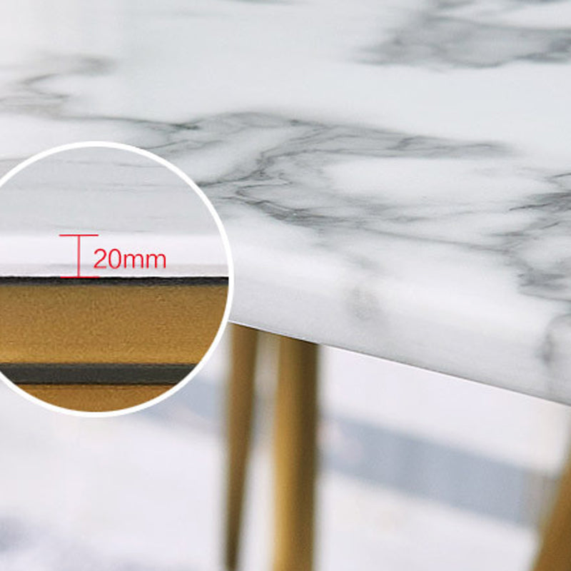Glam Style Faux Marble Table Dining Rectangle Table with Metal Legs for Home Use Clearhalo 'Dining Tables & Seating' 'Dining Tables' 'dining_table' 'furn' 'furn_dining_table' 'Furniture' 'Kitchen & Dining Furniture' 6277309