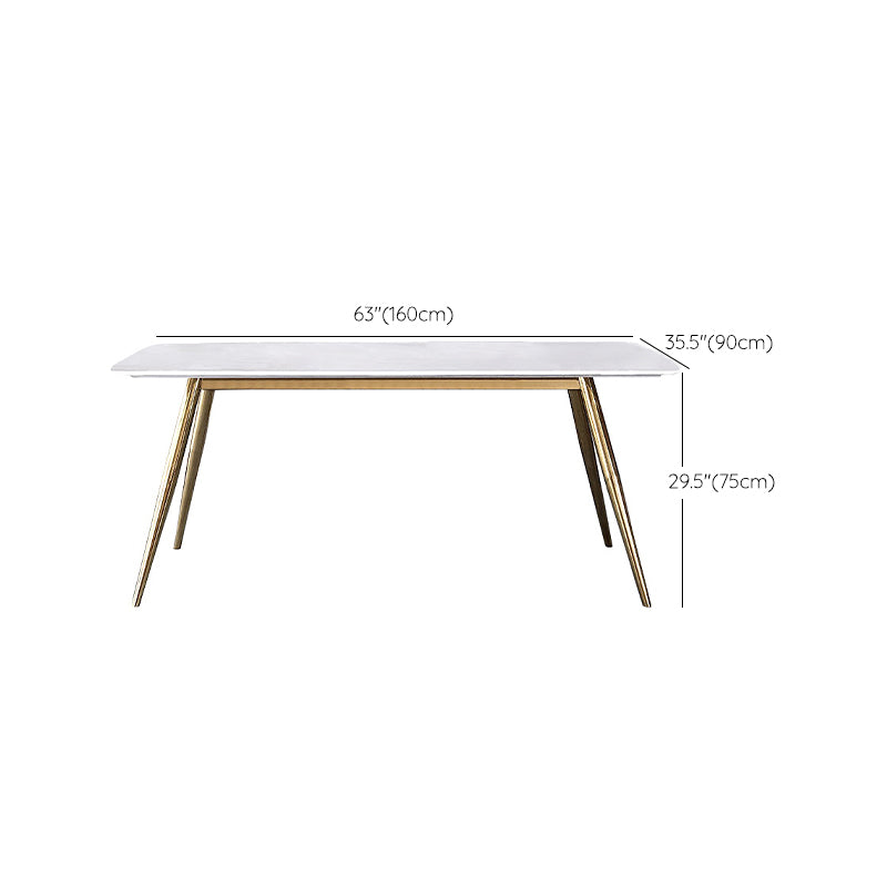Glam Style Faux Marble Table Dining Rectangle Table with Metal Legs for Home Use Clearhalo 'Dining Tables & Seating' 'Dining Tables' 'dining_table' 'furn' 'furn_dining_table' 'Furniture' 'Kitchen & Dining Furniture' 6277312