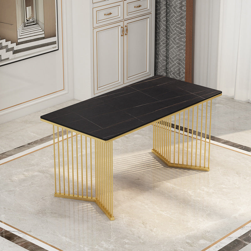 Contemporary Sintered Stone Dining Table Rectangle Dining Table for Home Use Black Without Chairs Clearhalo 'Dining Tables & Seating' 'Dining Tables' 'dining_table' 'furn' 'furn_dining_table' 'Furniture' 'Kitchen & Dining Furniture' 6277315