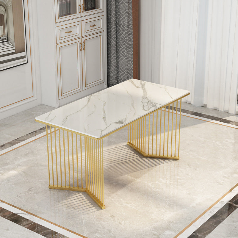 Contemporary Sintered Stone Dining Table Rectangle Dining Table for Home Use White Without Chairs Clearhalo 'Dining Tables & Seating' 'Dining Tables' 'dining_table' 'furn' 'furn_dining_table' 'Furniture' 'Kitchen & Dining Furniture' 6277316