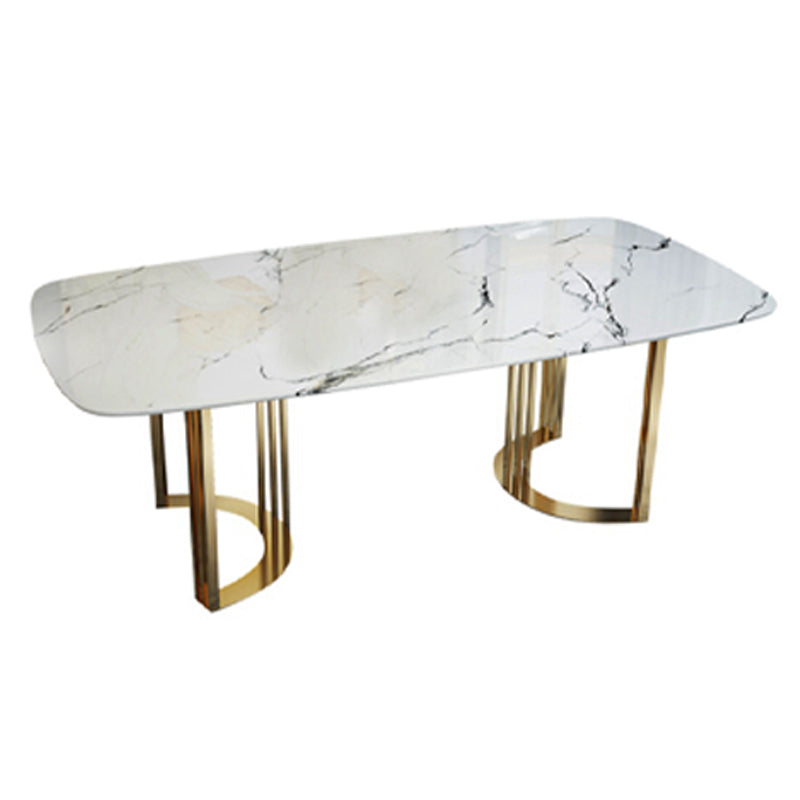 Glam Style Stone Table Dining Rectangle Table with Metal Legs for Home Use Clearhalo 'Dining Tables & Seating' 'Dining Tables' 'dining_table' 'furn' 'furn_dining_table' 'Furniture' 'Kitchen & Dining Furniture' 6277328