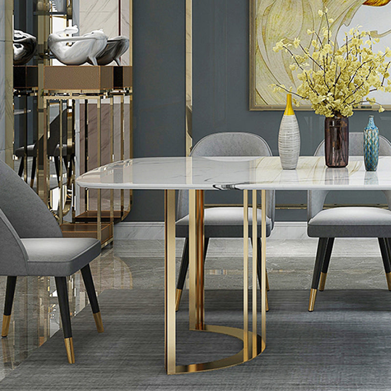Glam Style Stone Table Dining Rectangle Table with Metal Legs for Home Use Clearhalo 'Dining Tables & Seating' 'Dining Tables' 'dining_table' 'furn' 'furn_dining_table' 'Furniture' 'Kitchen & Dining Furniture' 6277330