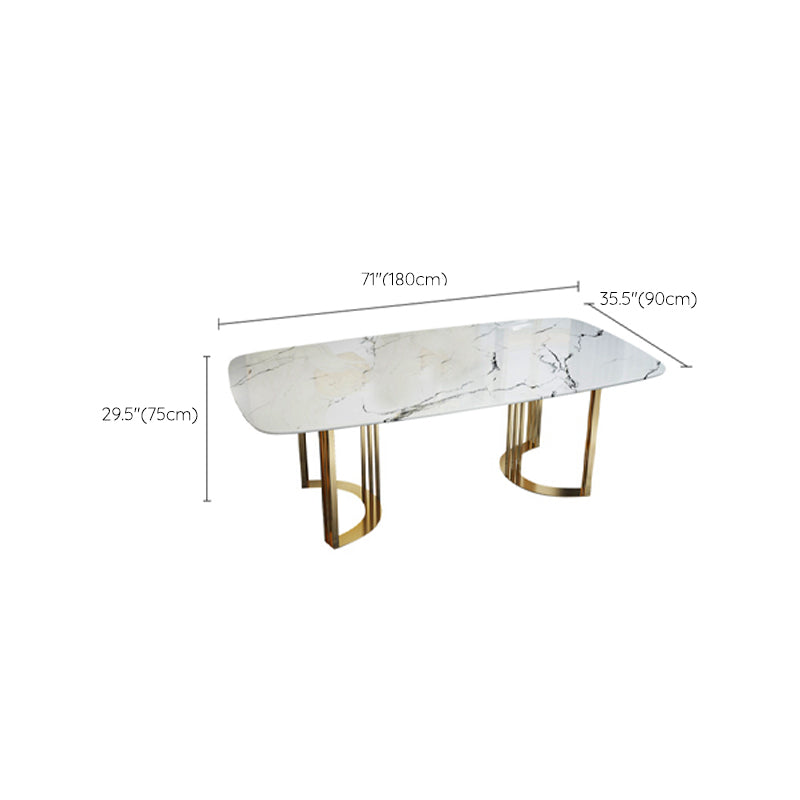 Glam Style Stone Table Dining Rectangle Table with Metal Legs for Home Use Clearhalo 'Dining Tables & Seating' 'Dining Tables' 'dining_table' 'furn' 'furn_dining_table' 'Furniture' 'Kitchen & Dining Furniture' 6277334