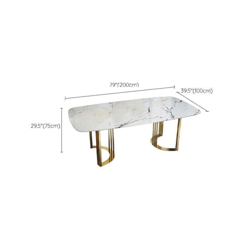 Glam Style Stone Table Dining Rectangle Table with Metal Legs for Home Use Clearhalo 'Dining Tables & Seating' 'Dining Tables' 'dining_table' 'furn' 'furn_dining_table' 'Furniture' 'Kitchen & Dining Furniture' 6277335