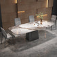 Modern Dining Rectangle Table Dining Stone Table for Home Use Black 55.1"L x 31.5"W x 29.5"H Without Chairs Clearhalo 'Dining Tables & Seating' 'Dining Tables' 'dining_table' 'furn' 'furn_dining_table' 'Furniture' 'Kitchen & Dining Furniture' 6277336