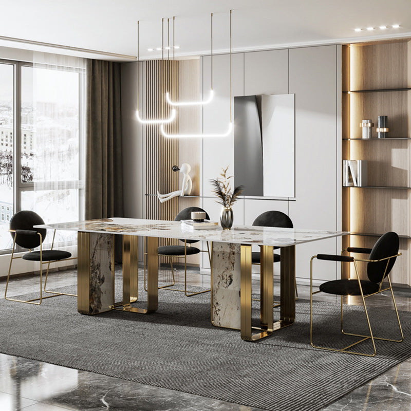 Glam Style Dining Rectangle Table Dining Sintered Stone Table for Home